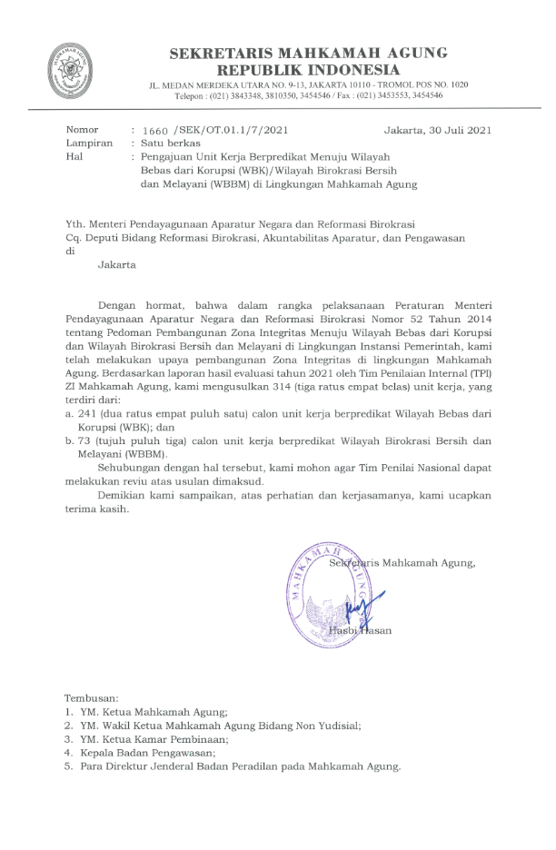Pengajuan Unit Kerja Berpredikat Menuju WBK WBBM di Ling MA Tahun 2021 001